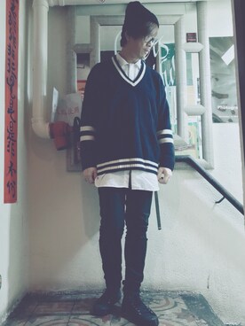 「SPALWART（スパルウォート）のアイテム」を使った、Ka Wai Liangさん（メンズ・170cm）の秋コーディネート