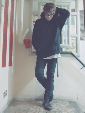 「SPALWART（スパルウォート）のアイテム」を使った、Ka Wai Liangさん（メンズ・170cm）の冬コーディネート