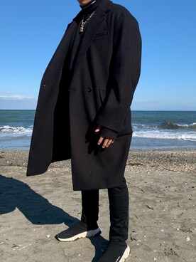 「アイテム（チェスターコート）」を使った、カズキさん（メンズ・167cm・10代）の冬コーディネート