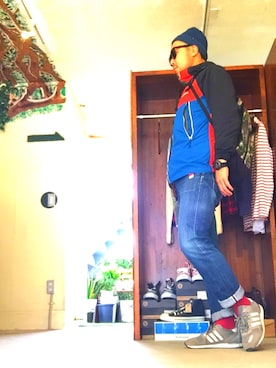 「ニットキャップ」｜「アイテム（マウンテンパーカー）」を使った、n@🅾️kℹ︎さん（メンズ・178cm）の秋コーディネート
