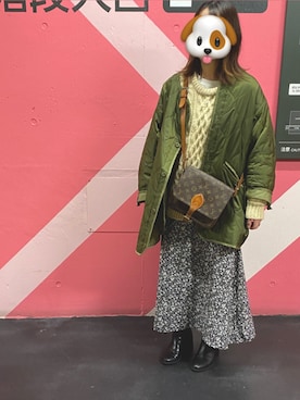 「Aラインスカート」｜「アイテム（ノーカラージャケット）」を使った、いぬのさん（レディース・157cm）の冬コーディネート