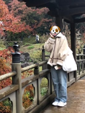 「tiptop（ティップトップ）のアイテム（ムートンコート）」を使った、いぬのさん（レディース・157cm）の冬コーディネート