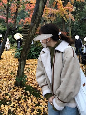 「tiptop（ティップトップ）のアイテム（ムートンコート）」を使った、いぬのさん（レディース・157cm）の冬コーディネート