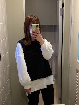 「NANO universe（ナノユニバース）のアイテム（スウェット）」を使った、いぬのさん（レディース・157cm）の春コーディネート