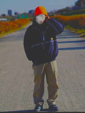 「INTERBREED（インターブリード）のアイテム（ジャケット/アウター）」を使った、KAZY TOWNさん（メンズ・174cm）の冬コーディネート