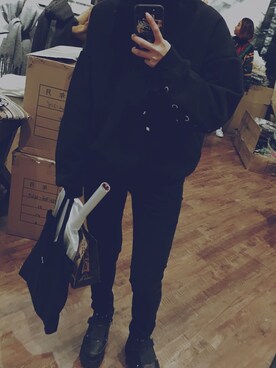 「BUBBLES（バブルス）のアイテム（スウェット）」を使った、Sさん（レディース・162cm）の冬コーディネート