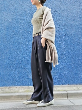 「アイテム（レインシューズ）」を使った、MODE KAORIさん（レディース・163cm）の冬コーディネート