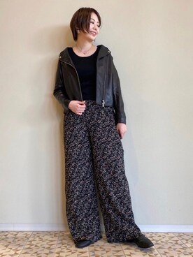 「BACK NUMBER（バックナンバー）のアイテム（ライダースジャケット）」を使った、sonoyuriさん（レディース・163cm）の秋コーディネート
