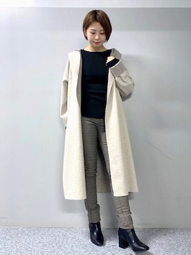 「アイテム（デニムパンツ、ベージュ系）」を使った、sonoyuriさん（レディース・163cm）の秋コーディネート