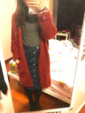 「Honeys（ハニーズ）のアイテム（ピーコート）」を使った、脑残君丫米酱さん（レディース・163cm）の冬コーディネート