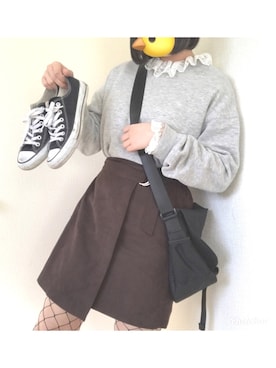 「GUコーデ」｜「アイテム（メッセンジャーバッグ）」を使った、きり鳥さん（レディース・157cm）の春コーディネート
