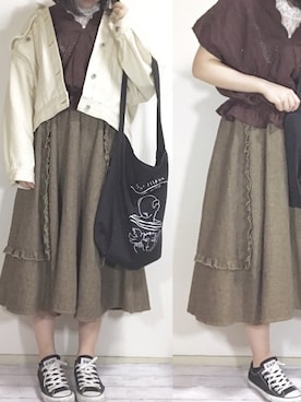 「kutir（クティール）のアイテム（デニムジャケット）」を使った、きり鳥さん（レディース・157cm）の春コーディネート