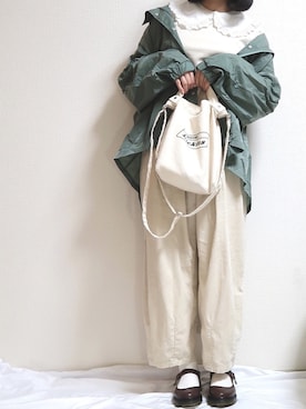 「アイテム（付け襟）」を使った、きり鳥さん（レディース・158cm）の春コーディネート