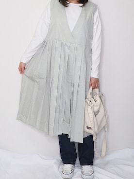 「サロペットスカート」｜「アイテム（パンツ）」を使った、きり鳥さん（レディース・158cm）の春コーディネート