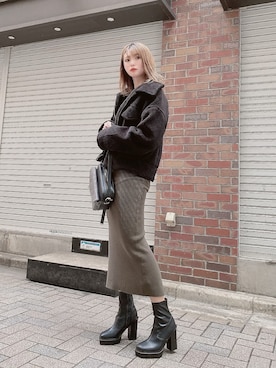 「envym_staff」｜「アイテム（その他アウター）」を使った、MYUさん（レディース・165cm）の冬コーディネート