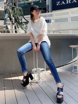 「envym_staff」｜「アイテム（帽子）」を使った、MYUさん（レディース・165cm）の春コーディネート
