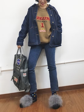 「TYAKASHAのアイテム（ジャケット/アウター）」を使った、Momoさん（レディース・160cm）の秋コーディネート