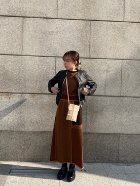 Public tokyo パイピングジャガードニットスカート