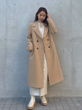 「PUBLIC TOKYO（パブリックトウキョウ）のアイテム（トレンチコート）」を使った、YUKA OWAKAさん（レディース・158cm）の冬コーディネート