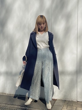 「PUBLIC TOKYO（パブリックトウキョウ）のアイテム（トレンチコート）」を使った、YUKA OWAKAさん（レディース・162cm）の冬コーディネート