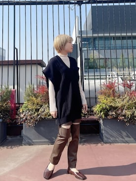 「PUBLIC TOKYO（パブリックトウキョウ）のアイテム（ベスト）」を使った、YUKA OWAKAさん（レディース・160cm）の冬コーディネート