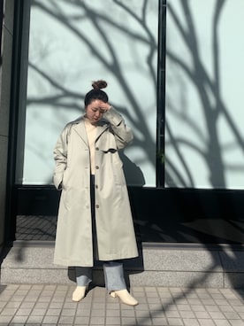 「PUBLIC TOKYO（パブリックトウキョウ）のアイテム（トレンチコート）」を使った、YUKA OWAKAさん（レディース・160cm）の冬コーディネート