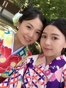 「Kawaii」｜「アイテム（浴衣）」を使った、半醒半梦时さん（レディース・157cm）の冬コーディネート