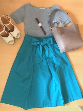 「Daniel Wellington（ダニエルウェリントン）の【Daniel Wellington】レザーバンド３６ＭＭ（アナログ腕時計）」を使った、みーやんさん（レディース・158cm）の夏コーディネート