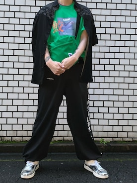 「LONELY/論理（ロンリー）のアイテム（パンツ）」を使った、creo666さん（メンズ・175cm）の夏コーディネート