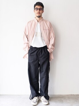 「アイテム（その他トップス、ホワイト系）」を使った、m_hosokawaさん（メンズ・180cm）の春コーディネート