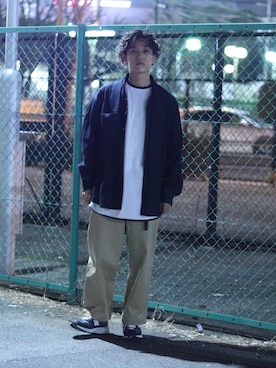 「ESSAY（エッセイ）のアイテム（トップス）」を使った、早起き太郎さん（メンズ・175cm）の春コーディネート