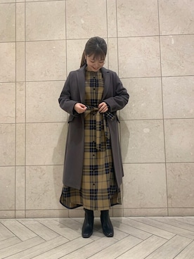 チェスターコートを使った チェックワンピース の人気ファッションコーディネート ユーザー ショップスタッフ Wear