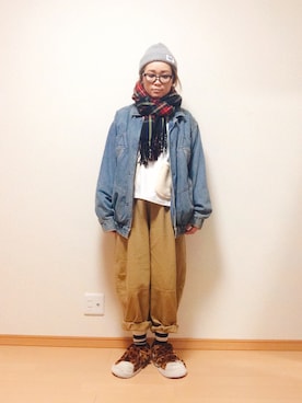 「だぼだぼ」｜「アイテム（デニムジャケット）」を使った、あゆぽさん（レディース・161cm）の春コーディネート