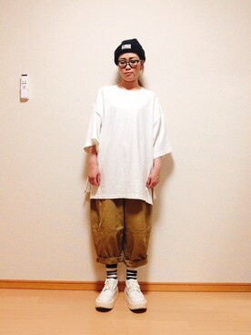 「ROLLING CRADLE（ローリングクレイドル）のアイテム（ニットキャップ/ビーニー）」を使った、あゆぽさん（レディース・161cm）の春コーディネート
