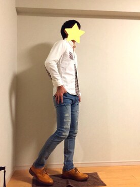 「JUNYA WATANABE MAN（ジュンヤワタナベマン）のアイテム（シャツ/ブラウス、ホワイト系）」を使った、DAIさん（メンズ・177cm）の秋コーディネート