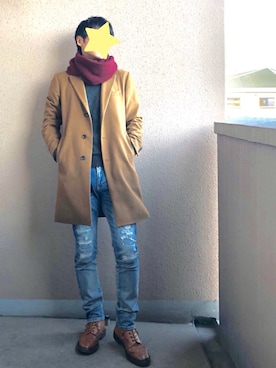「Abercrombie&Fitch（アバークロンビーアンドフィッチ）のアイテム（ニット/セーター）」を使った、DAIさん（メンズ・177cm）の冬コーディネート