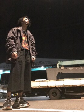 「古着のアイテム（Tシャツ/カットソー、オレンジ系）」を使った、たろうさん（メンズ・166cm）の秋コーディネート