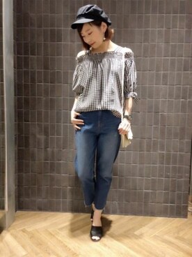 「JEANASIS（ジーナシス）のアイテム（キャスケット）」を使った、JEANASISアミュプラザ鹿児島STAFFさん（レディース・160cm）の春コーディネート