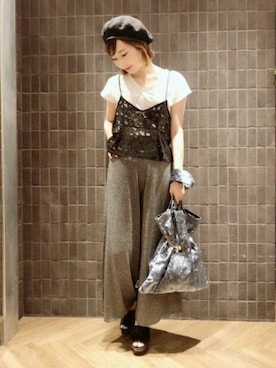 「ジーナシス」｜「アイテム（ハンチング/ベレー帽）」を使った、JEANASISアミュプラザ鹿児島STAFFさん（レディース・160cm）の夏コーディネート