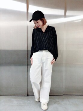 「JEANASIS（ジーナシス）のアイテム（チノパンツ）」を使った、JEANASISアミュプラザ鹿児島STAFFさん（レディース・160cm）の春コーディネート