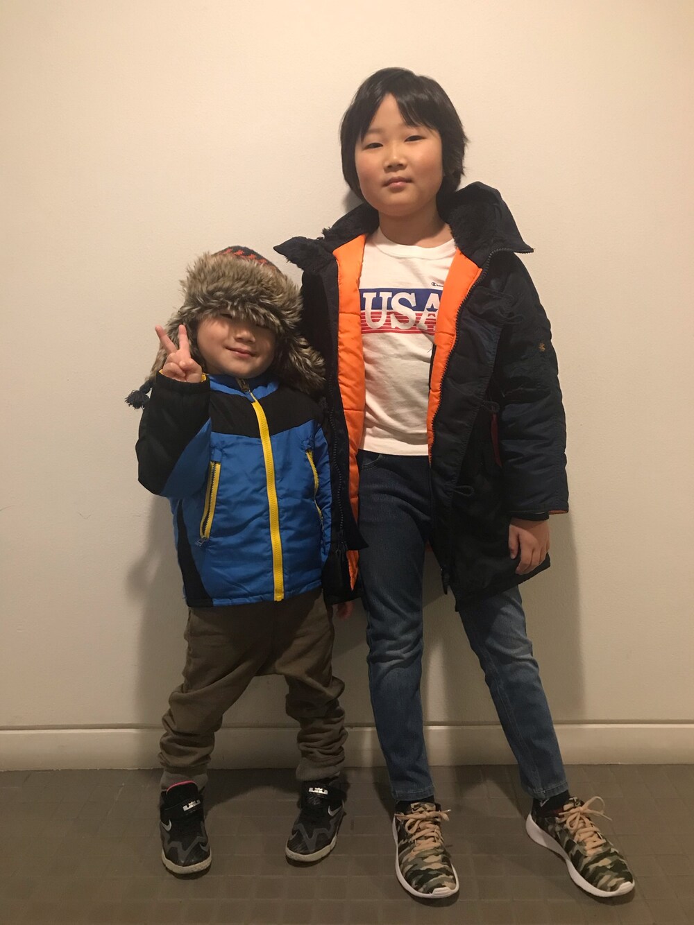「休日スタイル」｜「ALPHAのALPHA:KIDS MA-1◆（MA-1、ブルー系）」を使った、greenhill4さん（メンズ・135cm）の冬コーディネートの1枚目の写真