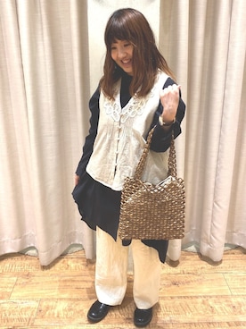 「バック」｜「アイテム（その他アウター）」を使った、えりさん（レディース・150cm）の春コーディネート