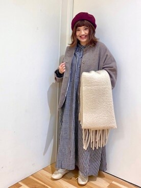 「Samansa Mos2 blue（サマンサモスモスブルー）のアイテム（ハンチング/ベレー帽）」を使った、えりさん（レディース・150cm）の秋コーディネート