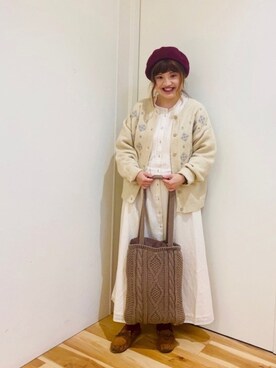 「Samansa Mos2 blue（サマンサモスモスブルー）のアイテム（ハンチング/ベレー帽）」を使った、えりさん（レディース・150cm）の冬コーディネート
