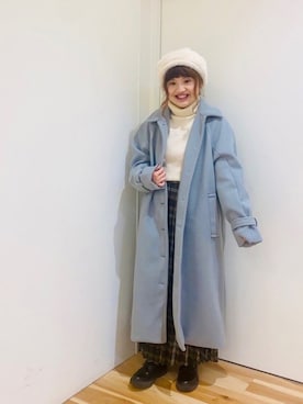 「ehka sopo（エヘカソポ）のアイテム（ニットキャップ/ビーニー）」を使った、えりさん（レディース・150cm）の冬コーディネート