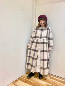 「Samansa Mos2 blue（サマンサモスモスブルー）のアイテム（ハンチング/ベレー帽）」を使った、えりさん（レディース・150cm）の冬コーディネート