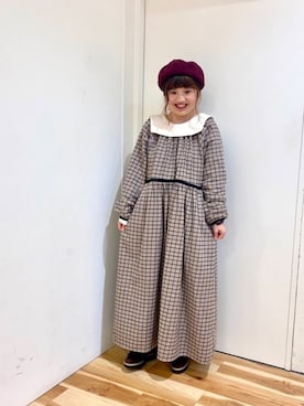 「Samansa Mos2 blue（サマンサモスモスブルー）のアイテム（ハンチング/ベレー帽）」を使った、えりさん（レディース・150cm）の冬コーディネート