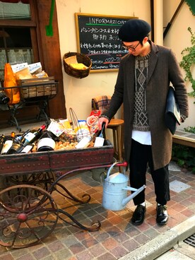 「bukht」｜「アイテム（チェスターコート）」を使った、Shunさん（メンズ・169cm）の冬コーディネート