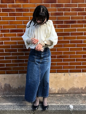 「SEVENDAYS=SUNDAY（セブンデイズサンデイ）のアイテム（デニムスカート）」を使った、tanamiiiiさん（レディース・163cm）の春コーディネート