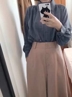 「blue」｜「アイテム（チノパンツ）」を使った、🌚ғan вυттer🌝さん（レディース・153cm）の冬コーディネート